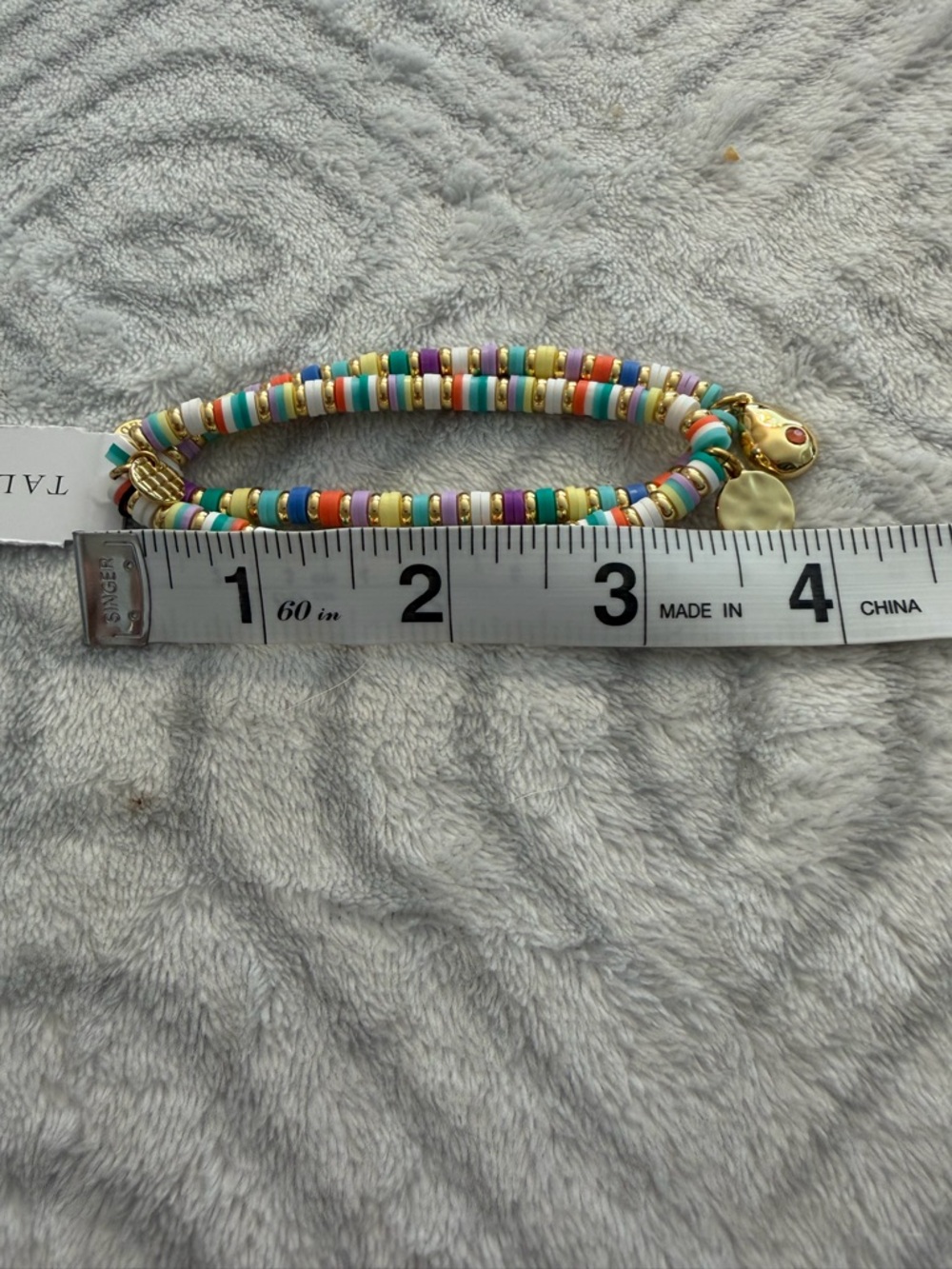 Talbots Stretch Bracelet Bright Stackable Multicolor Beads Gold Charms - Picture 2 of 5